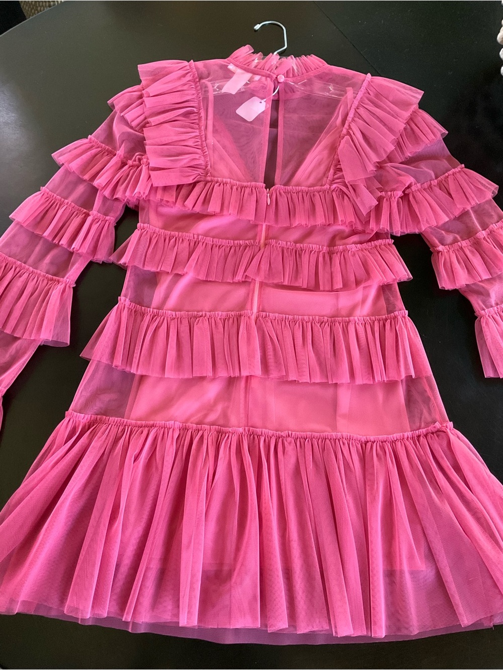 Karlie Coral Pink Ruffle Mesh Dress - Picture 9 of 11